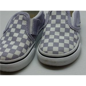 Toddler size 6 purple checkered vans slip ons, like new